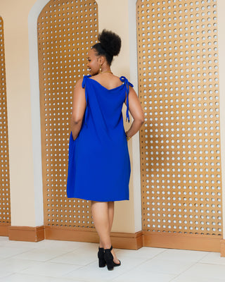 Emuny Ankara Knee Dress- Royal Blue