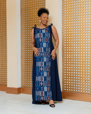 Emuny Ankara Maxi Dress- Navy Blue