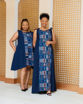 Emuny Ankara Maxi Dress- Navy Blue