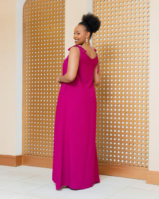 Emuny Ankara Maxi Dress- Fuchsia