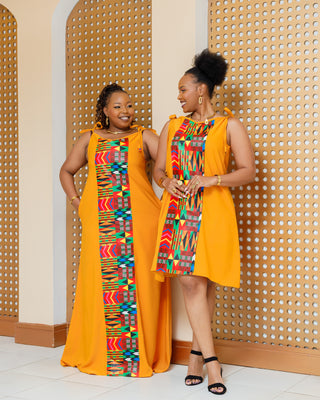 Emuny Ankara Maxi Dress- Mustard Yellow