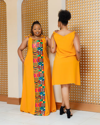 Emuny Ankara Maxi Dress- Mustard Yellow