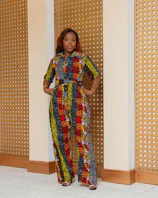 Kilome Ankara Jumpsuit - Brown Multi Print
