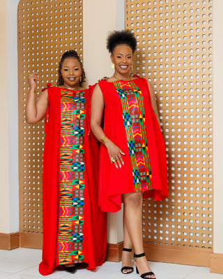 Emuny Ankara Knee Dress- Red