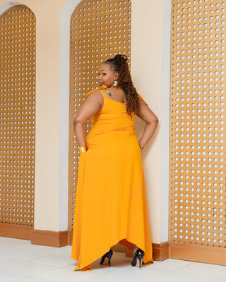 Enchoro Ankara Maxi Dress- Mustard Yellow