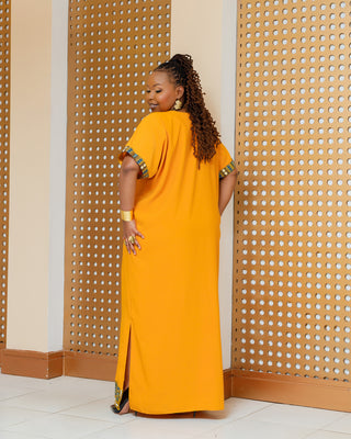 Emali Ankara Maxi Dress- Mustard Yellow