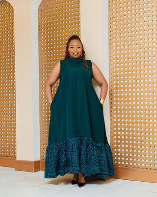 Kithini Ankara Maxi Dress- Emerald Green