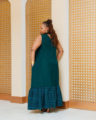 Kithini Ankara Maxi Dress- Emerald Green