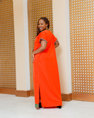Emali Ankara Maxi Dress- Bright Orange