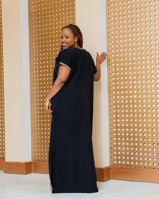 Emali Ankara Maxi Dress- Black