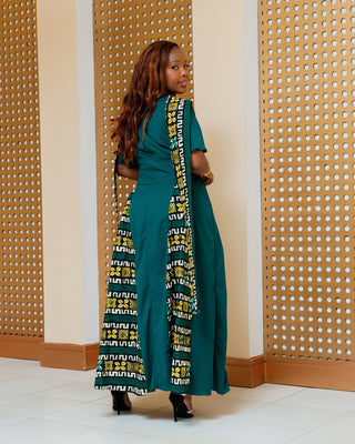 Gikara Ankara Maxi Dress- Emerald Green
