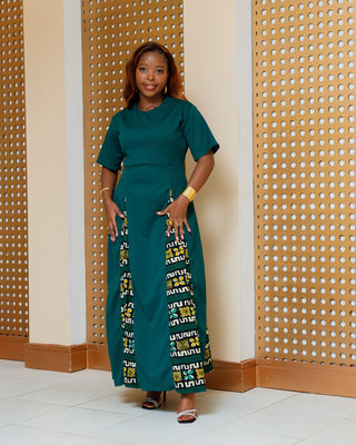 Gikara Ankara Maxi Dress- Emerald Green