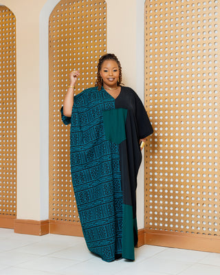 Kedong Ankara Maxi Dress- Emerald Green