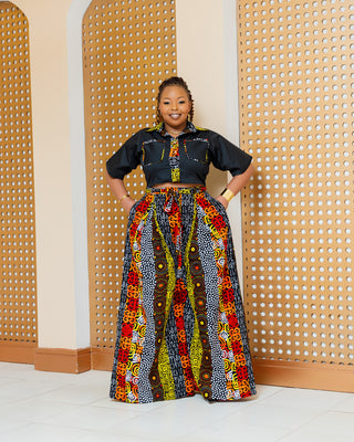 Kimana Ankara Palazzo Pants ONLY WITHOUT TOP - Brown Multi Print