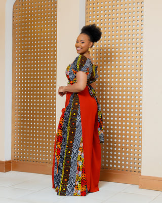 Asuna Ankara Full Set (Top+Palazzo)- Brown Multi Print