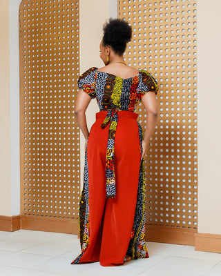 Asuna Ankara Full Set (Top+Palazzo)- Brown Multi Print