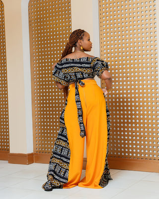 Asuna Ankara Top ONLY WITHOUT Palazzo- Mustard Multi Print
