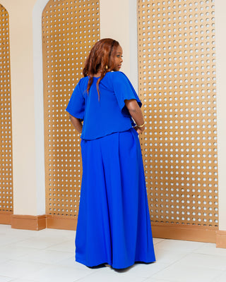 Asumbi Full Set (Crop Top+Palazzo)- Royal Blue