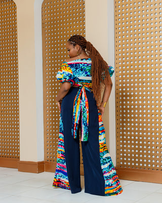 Asuna Ankara Top ONLY WITHOUT Palazzo- Blue Multi Print