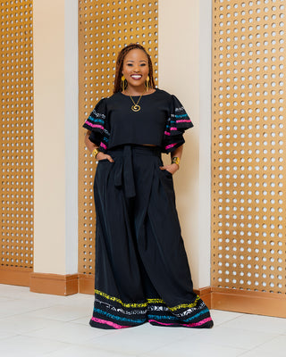 Nafoyo Ankara Palazzo ONLY WITHOUT Top - Black/Multi Print