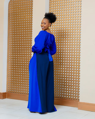 Asuna Full Set (Top+Palazzo)- Navy/Royal Blue