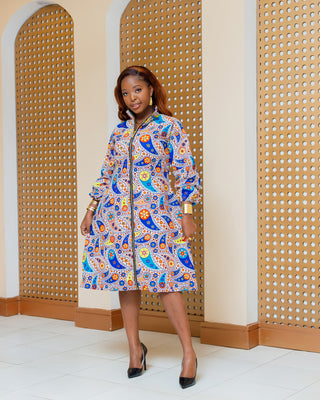 Kitet Ankara Zip Dress- Floral Print