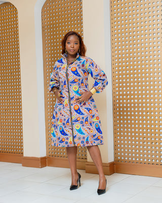 Kitet Ankara Zip Dress- Floral Print