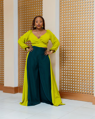 Asuna Full Set (Top+Palazzo)- Emerald/Lime Green