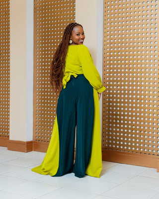 Asuna Full Set (Top+Palazzo)- Emerald/Lime Green