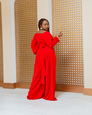 Asumbi FULL Set (Palazzo + Wrap Top) -Red