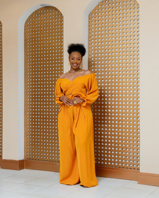 Asumbi FULL Set (Wrap Top+Palazzo) -Mustard Yellow