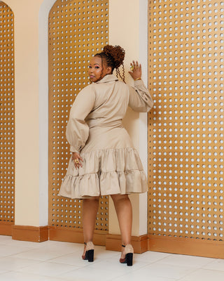 Buyende Cotton Knee Dress - Nude