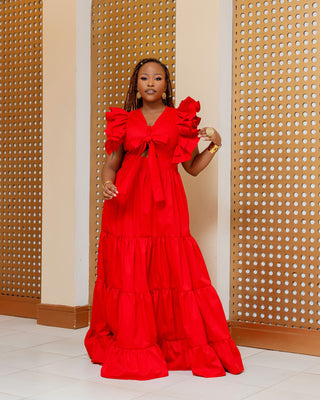 Bata Cotton Maxi Dress - Red