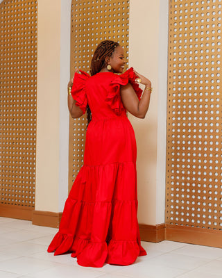 Bata Cotton Maxi Dress - Red