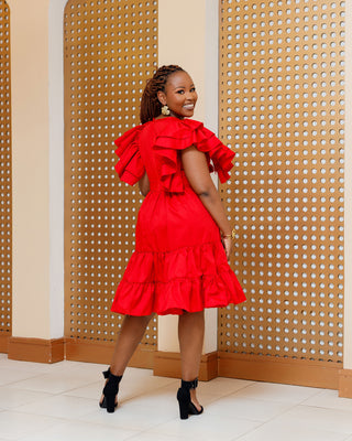 Bata Cotton Knee Dress - Red