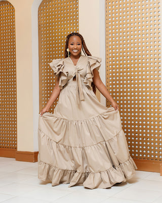 Bata Cotton Maxi Dress - Nude