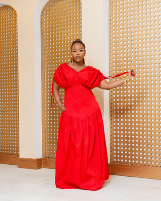 Barwesa Cotton Maxi Dress - Red