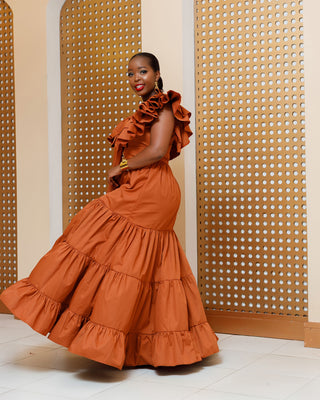 Bata Cotton Maxi Dress - Fire Brown