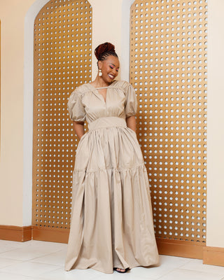 Barua Cotton Maxi Dress - Nude