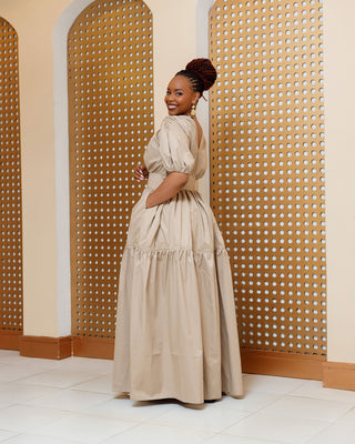 Barua Cotton Maxi Dress - Nude