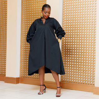 Bazo Cotton Knee Dress - Black