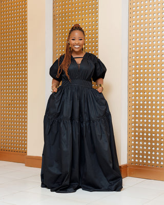 Barua Cotton Maxi Dress - Black