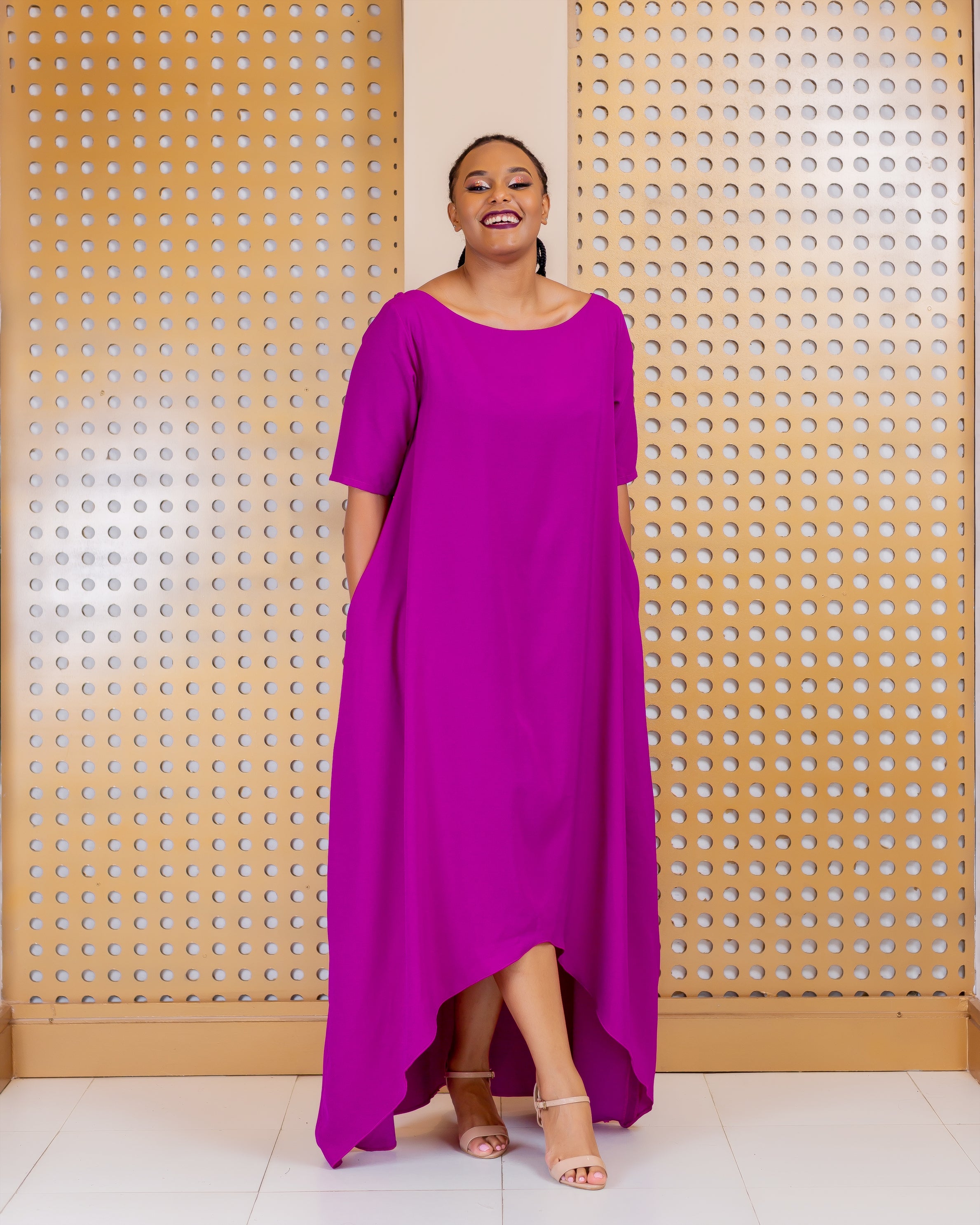 Fuchsia shift dress top