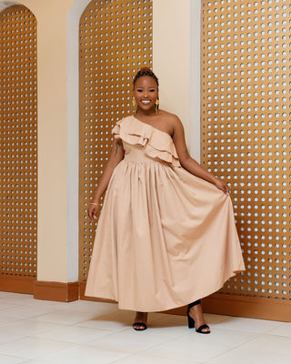 Baricho Cotton Maxi Dress - Nude