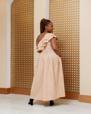 Baricho Cotton Maxi Dress - Nude