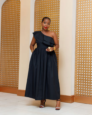 Baricho Cotton Maxi Dress - Black