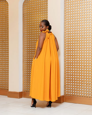 Batani Cotton Maxi Dress - Mustard Yellow