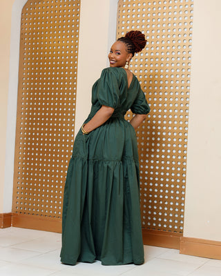 Barua Cotton Maxi Dress - Jungle Green