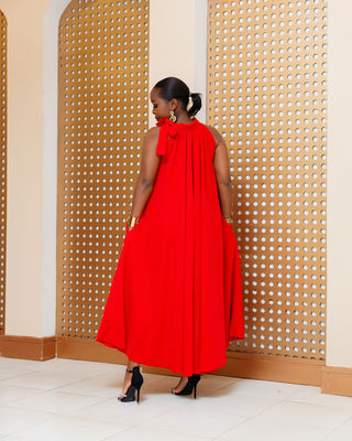 Batani Cotton Maxi Dress - Red