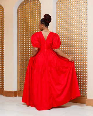 Barua Cotton Maxi Dress - Red